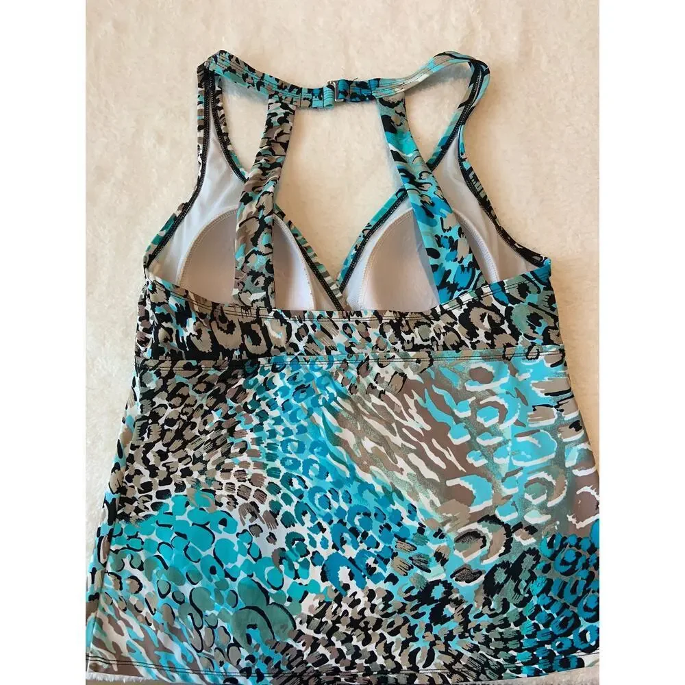Jantzen Classics Women's swim top size 10 leopard‎ print soft cup